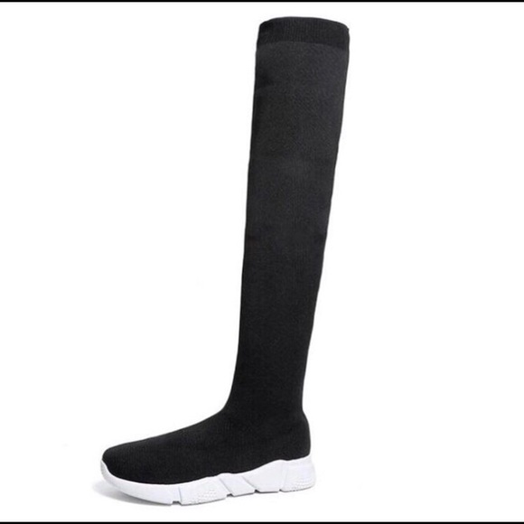 Shoes - Above Knee Black and White Sock Shoes